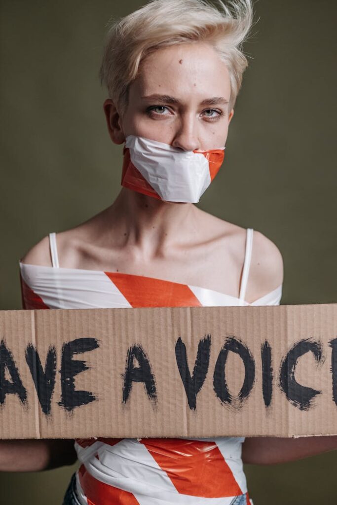 A Woman Holding a Placard